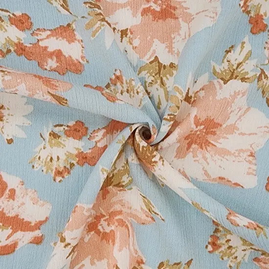 1 Yard Aqua Rayon Crinkle Fabric Lightweight Drapey Apparel Material 50/52" Wide {1}