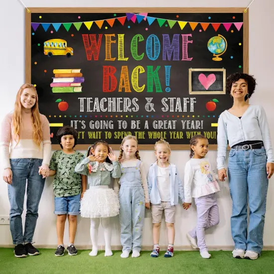 Welcome Back Backdrop Banner Back to School {2}