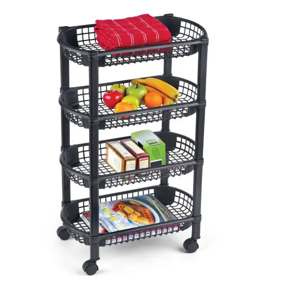 Collections Etc 4-Tier Rolling Cart w/ Storage Baskets {1}