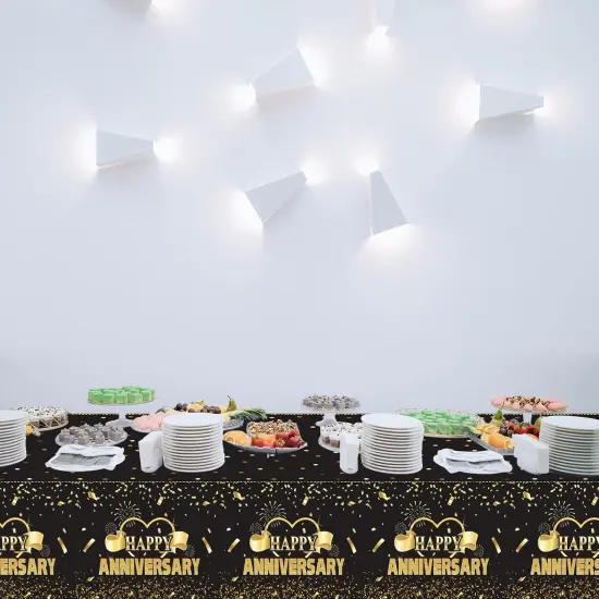 3 Pack Happy Anniversary Tablecloth Disposable Anniversary Party Decorations {5}