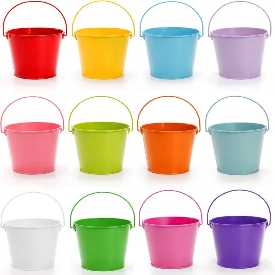 12 Pack Small Metal Buckets with Handle {1}