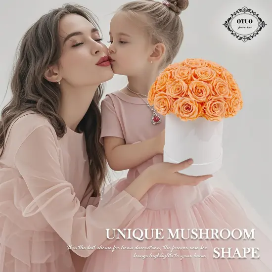 27 Preserved Roses in Round Dome Shape - Orange {4}