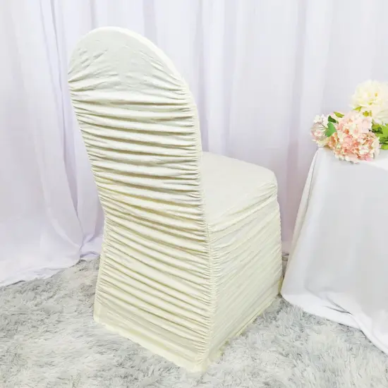 Classic Rouge Embossed Spandex Chair Slipcover Ivory {3}