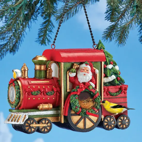 Collections Etc Festive Santa Claus Train Car Holiday Birdhouse {1}