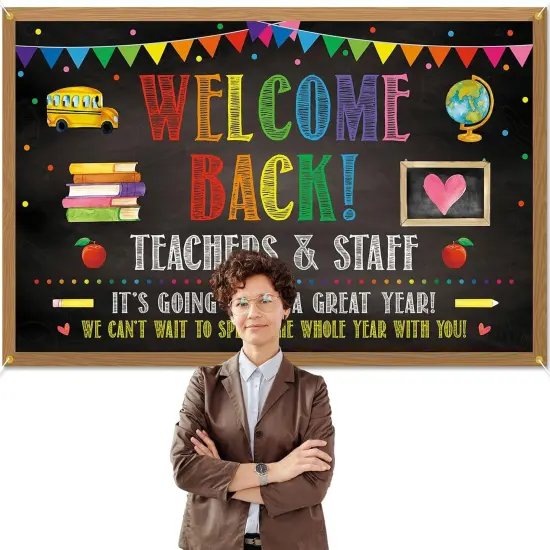 Welcome Back Backdrop Banner Back to School {4}