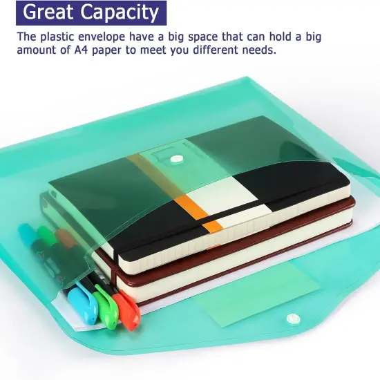 6 Pack Clear Document Folders Plastic Envelopes {4}