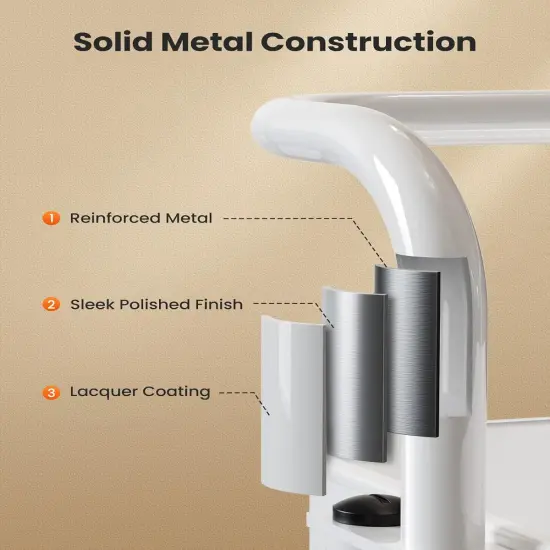 3 Tier Mesh Utility Cart, Rolling Metal Organization Cart with Handle and Lockable Wheels {4}