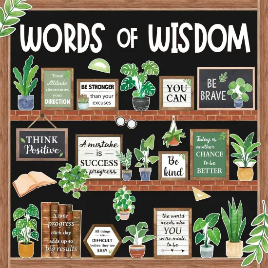 57 Pcs Plant Bulletin Board Set Inspirational Flower Bulletin Board Decoration {1}