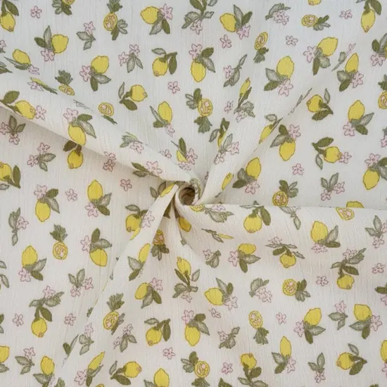 1 Yard Lightweight Lemon Rayon Crinkle Fabric, 50/52" Wide, 100% Rayon Apparel Material {1}