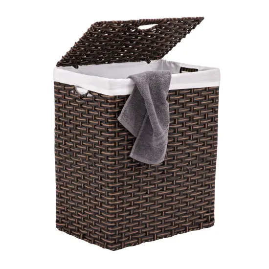 Seville Classics Handwoven Lidded Laundry Hamper White {6}