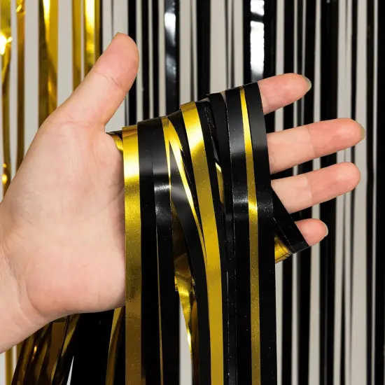 2 Packs Black and Gold Party Streamers Decoration {5}
