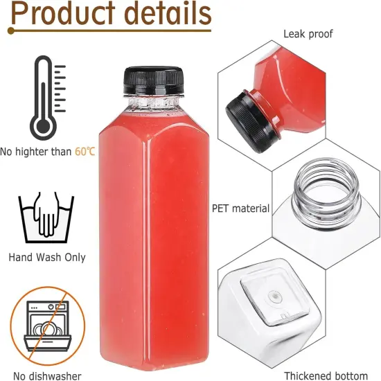 33pcs 16oz Plastic Bottles with Caps, Premium Juice Containers with Lids {3}