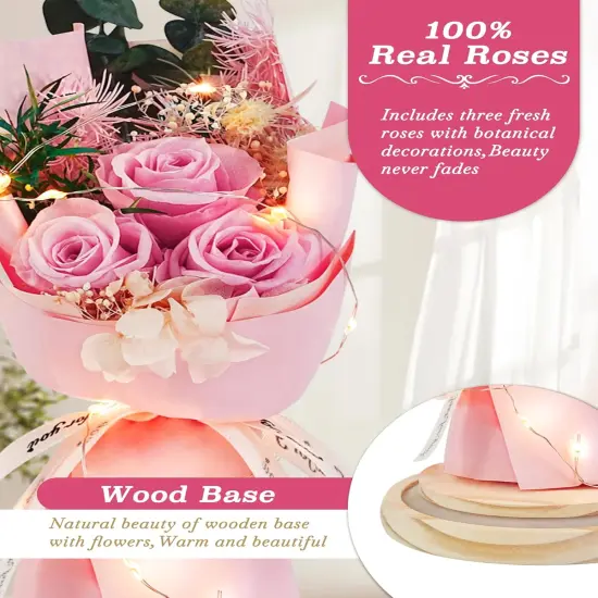 Preserved Rose Bouquet in Glass Dome {2}