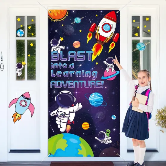 Welcome Back to School Door Cover Banner Outer Space Classroom Decoration {1}