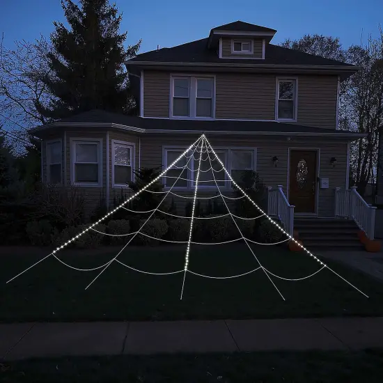12" Light-Up Halloween Spider with Glowing Web &ndash; 210 LED Outdoor Yard Decoration {1}