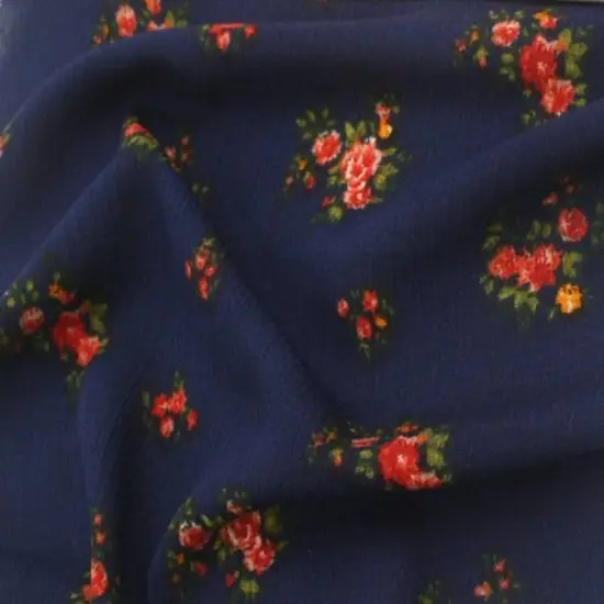 1 Yard Soft Navy Red Rayon Crinkle Fabric Ideal For Dresses Blouses Skirts Apparel 53/54" Width {1}