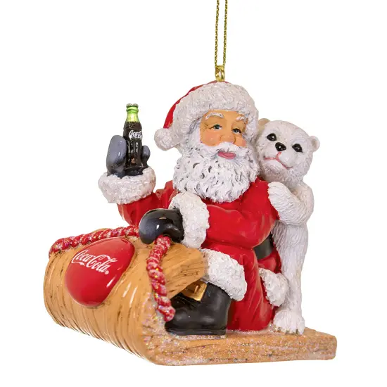Collections Etc Coca-Cola Santa Sleigh Charming Christmas Ornament {2}