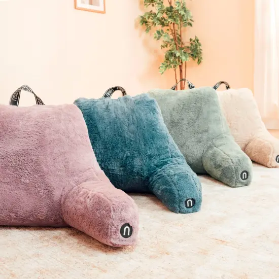Nestl Fur Reading Pillow with Laptop Lap Desk Teal {7}
