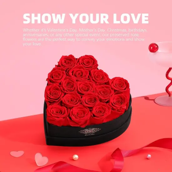 Forever Preserved Flowers Roses In a Heart Shape Box {2}