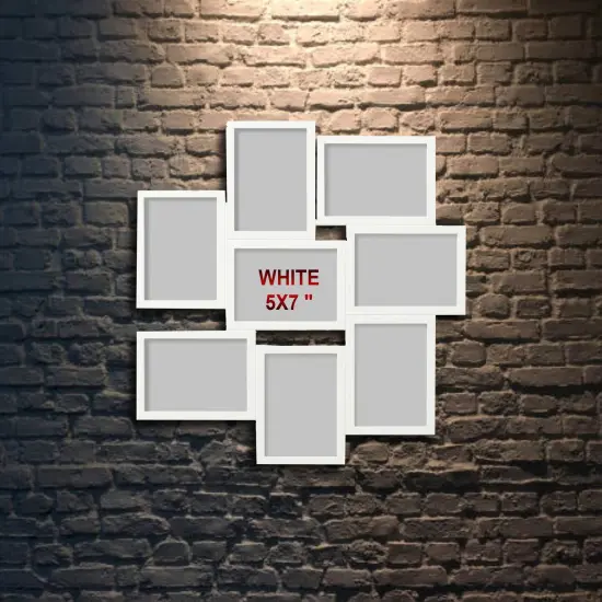 White 8-Photo Collage Frame 5" x 7" &ndash; Lightweight Durable Plastic with Polystyrene Protection {2}