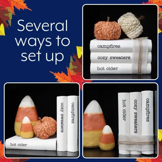 Fall Faux Book Stack Decor with Burlap Ribbon Wrap {4}