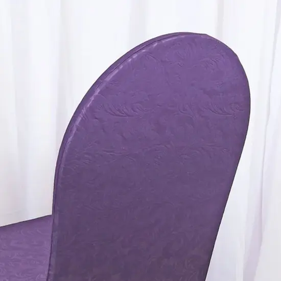 Eggplant Embossed Vintage Spandex Chair Cover Elegant Banquet Fit {3}