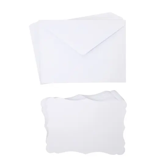 50 Pack Blank Invitations with Envelopes, Printable DIY Greeting Cards for Wedding Baby Shower (5x7 in) White {6}