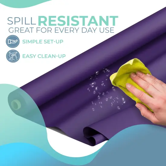 Exquisite Plastic Table Cover Roll &ndash; 40" x 100' Disposable Tablecloth Roll &ndash; Premium Thick 0.5 MIL Plastic Banquet Roll &ndash; Party Table Cover Roll for Events & Catering Purple {5}