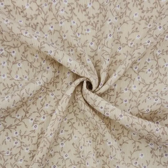 1 Yard Cream Bread Rayon Crinkle Textured Fabric for Clothing 50/52 Inch Wide {1}