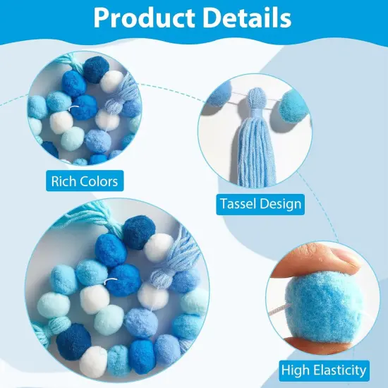 3Pcs Blue Pom Pom Garland {2}