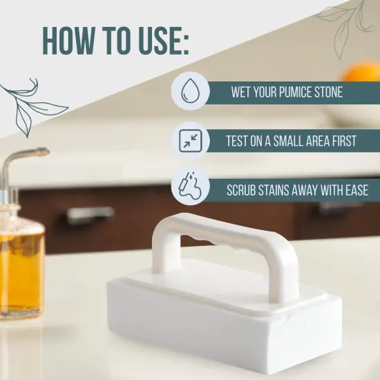 Powerstone Large Pumice Cleaning Stone with Horizontal Handle - 20% Denser with Fine Grit | 5" x 3" x 1.5" | Removes Stubborn Stains from Tiles, BBQ, Toilets, Tubs, Sinks, Pools & Other Surfaces White {4}