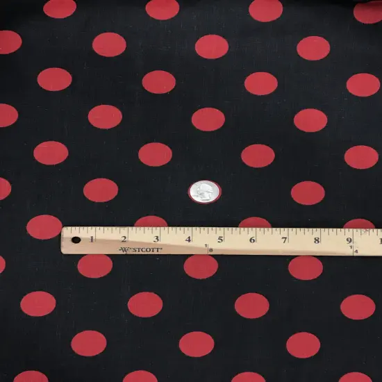 1 yard Black Poly Cotton Fabric with Red Dots for Dresses Crafts Costumes 59/60&Prime; Width {1}