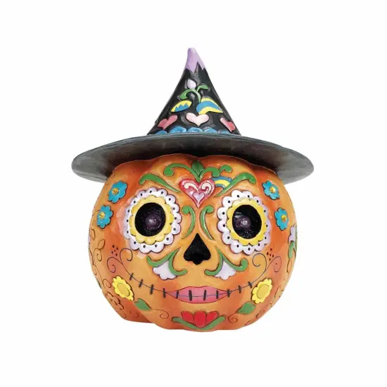 Jim Shore 8.5 Inch All Hallow's Harvest Halloween Figurine , Lighted Halloween Decor Halloween Led Pumpkin Witch Hat Orange {1}