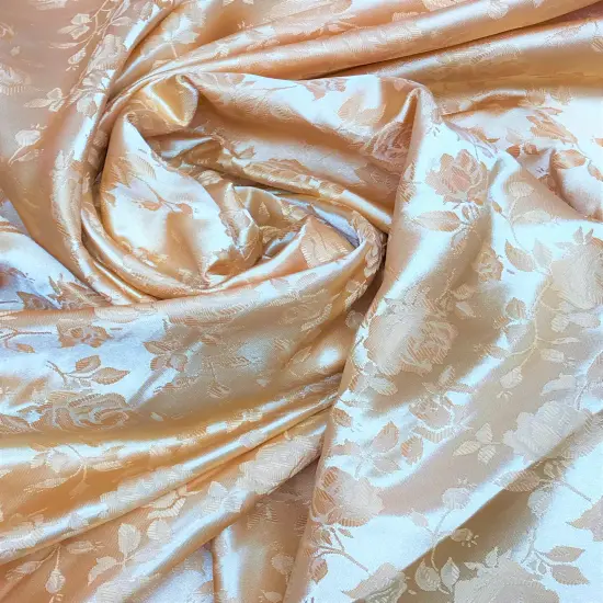 1 Yard Gold jacquard satin reversible fabric for tablecloth overlays curtains 58/60" inches wide {3}