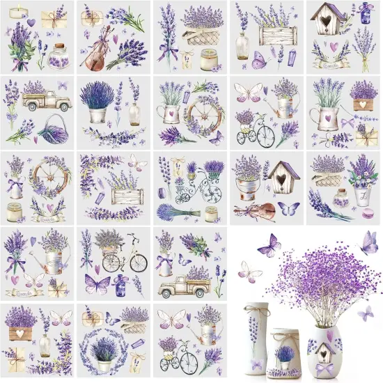 20 Sheets Lavender Rub on Transfers for Crafts {1}