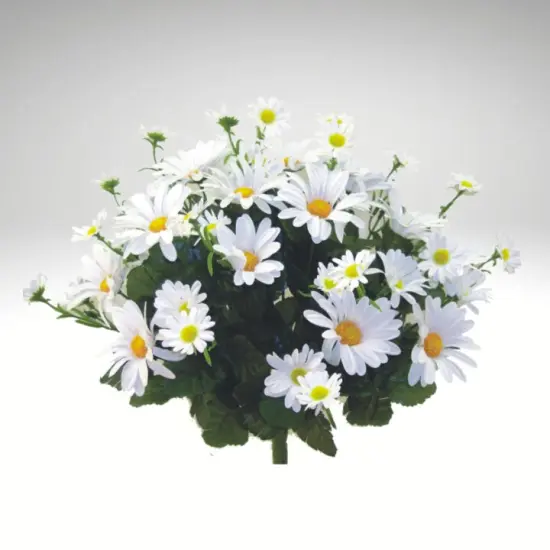Artificial Daisy Garden Bush &ndash; 18" White Faux Flowers with 36 Blooms-35004CM {2}