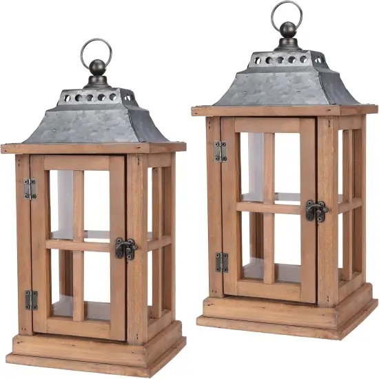 (Set of 2) - 15in IP65 Waterproof Vintage Style Candle Lantern, Decorative Lanterns {1}