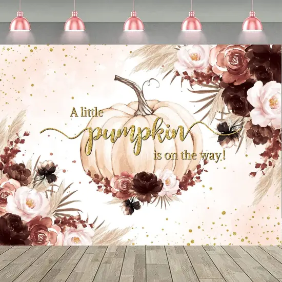 Fall Pumpkin Backdrop for Girl Boho Baby Shower Party Decorations {5}