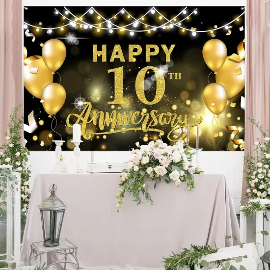 Happy 10th Anniversary Backdrop 10th {3}