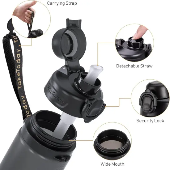 Collapsible Water Bottle 20oz -Black {5}