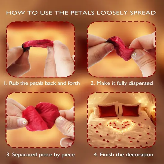 2000 Pcs Red Rose Petals with 24 Pcs LED Heart Candles Lights (Red Black) {5}