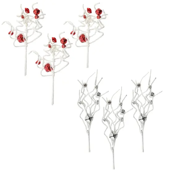 Jingle Bell Picks 3ct Farmhouse Christmas Greenery Stems Red {7}