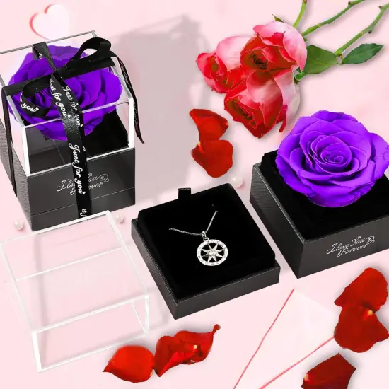 Purple Rose with Compass Necklace {3}