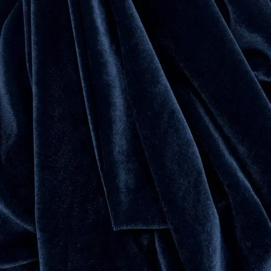 1 Yard Elegant Navy Stretch Velvet 58/60" Wide Medium Weight Fabric for Apparel & Decor {1}