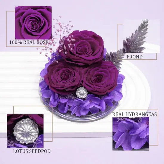 Glass Angel Figurines with Three Real Rose Gifts {4}