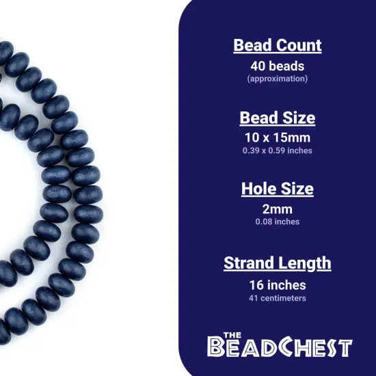 The Bead Chest Cobalt Blue Abacus Natural Wood Beads (10x15mm): Organic Eco-Friendly Wooden Bead Strand for DIY Jewelry, Crafts, Necklace and Bracelet Making {4}