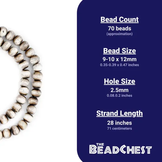 The Bead Chest Grey Round Bone Beads (12mm) {4}