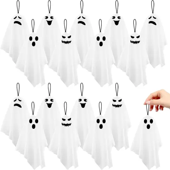 16 Pack Halloween Small Ghost Ornaments {1}