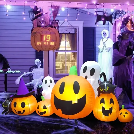 Halloween Inflatables Pumpkin Decorations Outdoor, Blow Up Yard Inflatable Halloween Pumpkin Ghost Black Cat {2}
