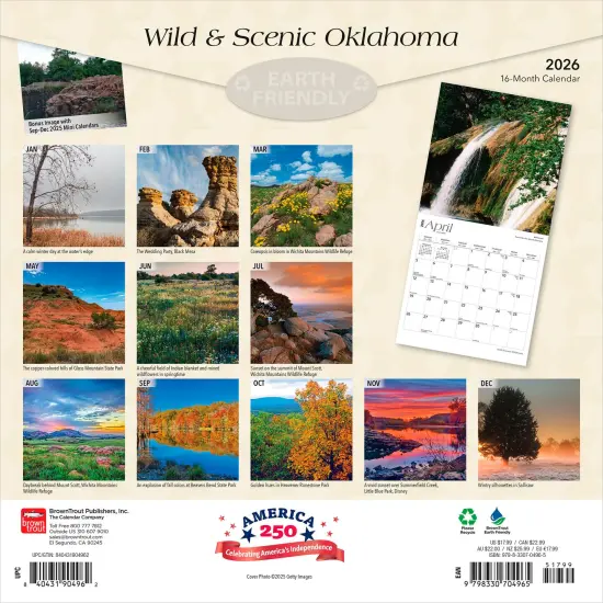 Oklahoma Wild & Scenic | 2026 12 x 24 Inch (Hanging) Monthly Square Wall Calendar | Plastic-Free {2}